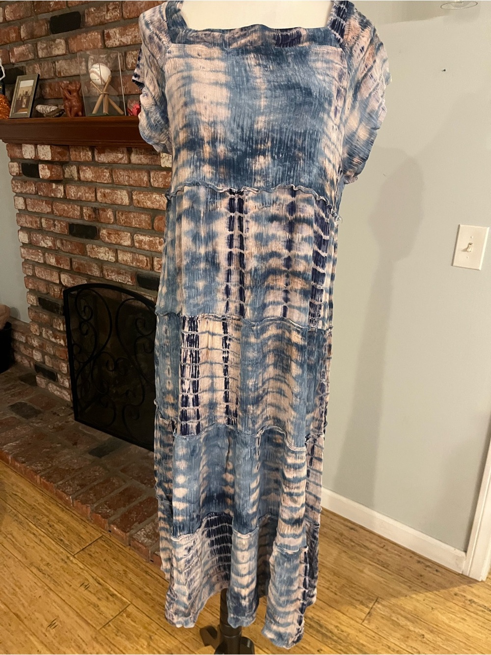 NATURAL LIFE PTP 22 Blue & White Tie-Dye Maxi Dress